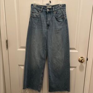 Blue Flare Wide Leg Jeans with High Waist